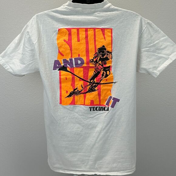 Vintage Blizzard Tecnica Ski T Shirt Mens Large Skiing Skier 80s USA Made White - Picture 3 of 16